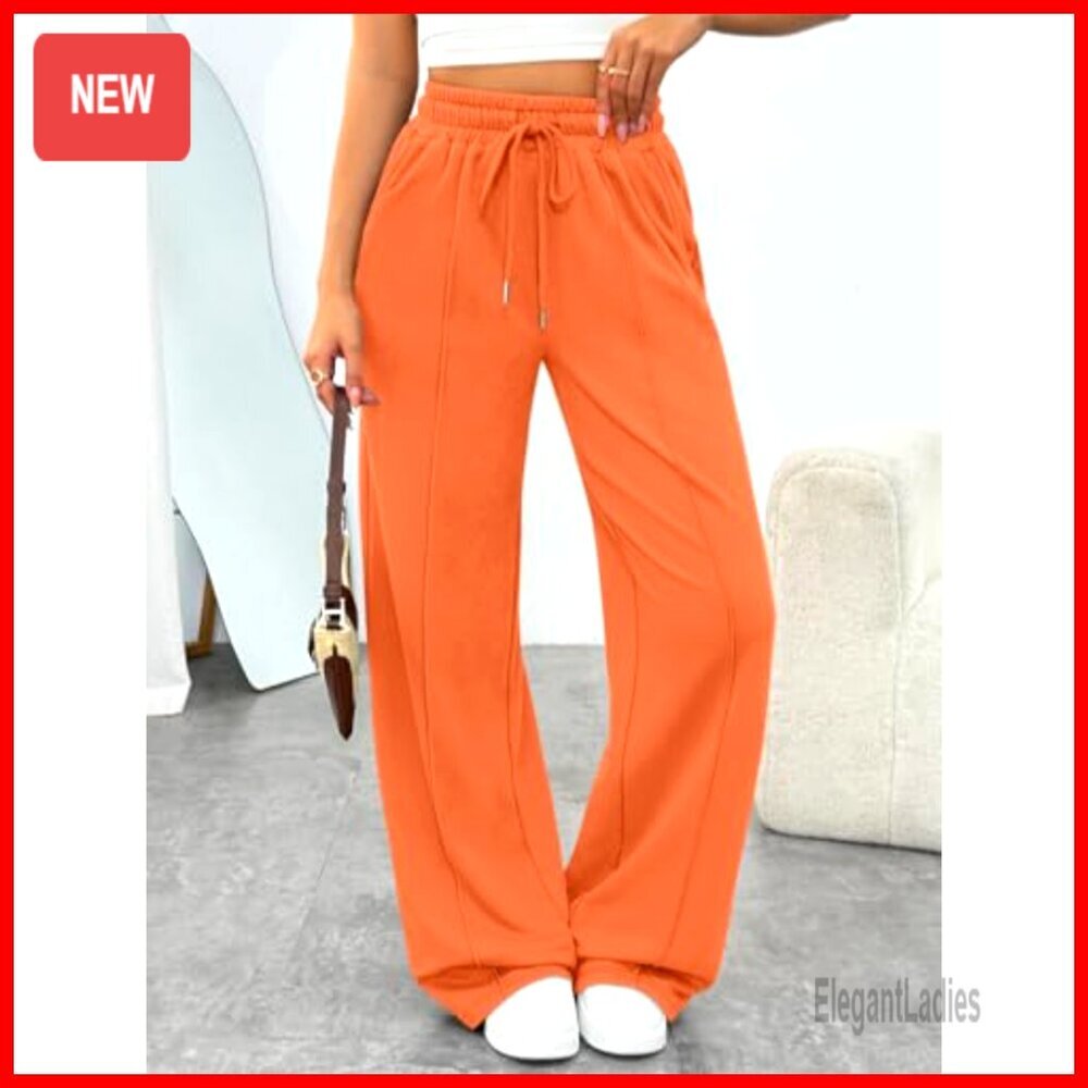 Wide Leg Sweatpants High Rise Baggy Lounge Athletic Pants Comfy Joggers - Picture 3 of 6
